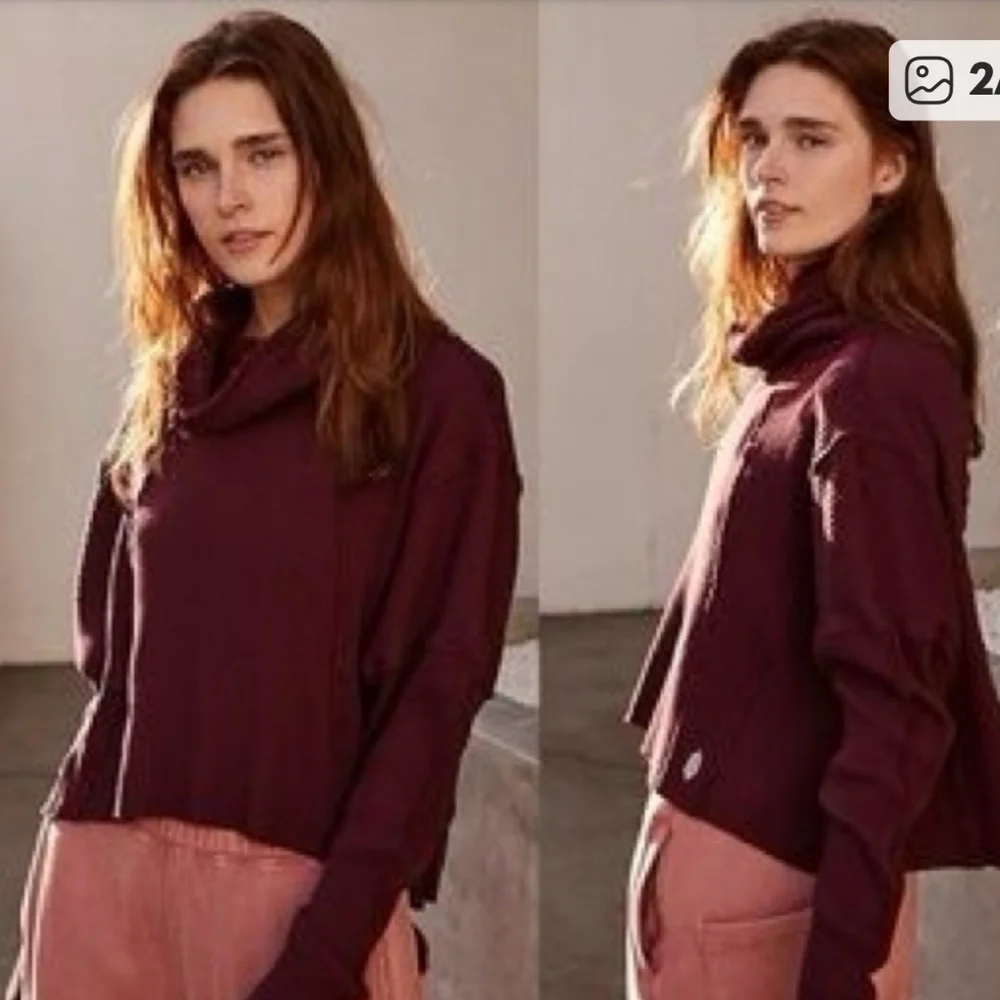 Free People Deep Burgundy Cowl Neck Sweater